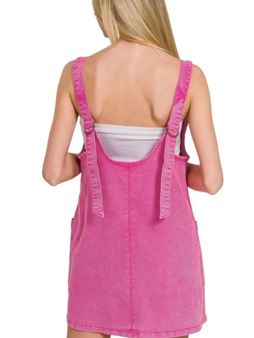 Zenana Washed Adjustable Strap Denim Overall Dress